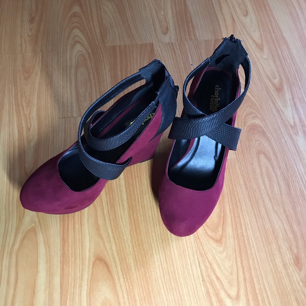 Wine colored wedge heels by Charlotte Russe